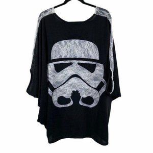 Star Wars Cardigan Small Black White Storm Trooper Lace Open